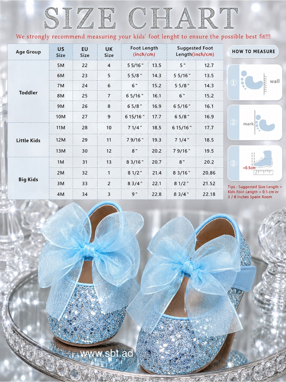 NWT Flower Girl Or Pageant Mary Janes Sparkling Glitter Baby Girl Princess Shoes - Picture 5 of 5